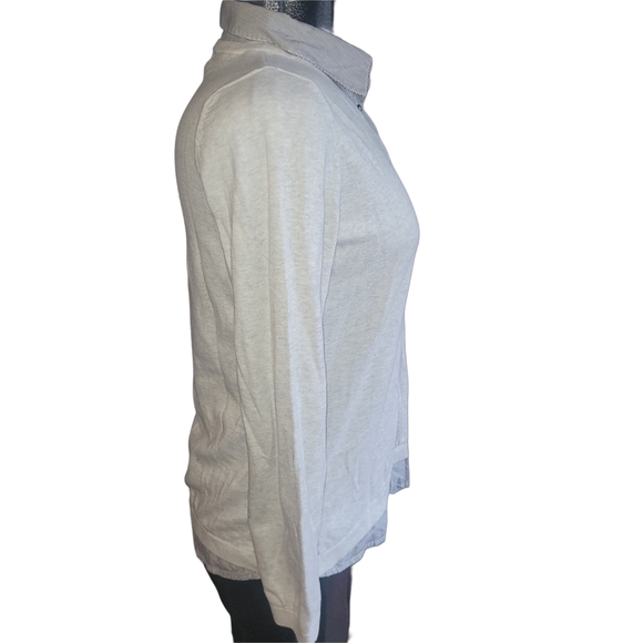 Tommy Hilfiger Pale Gray V-Neck Sweater with Faux Attached Shirt M - Picture 4 of 6
